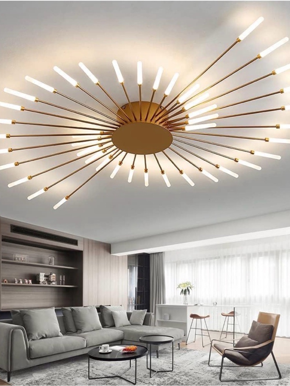 Modern Gold Starburst Ceiling Light - Elegant Home Wall Decor
